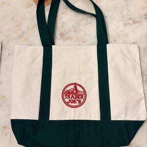 White and Green Trader Joe’s Tote Bag